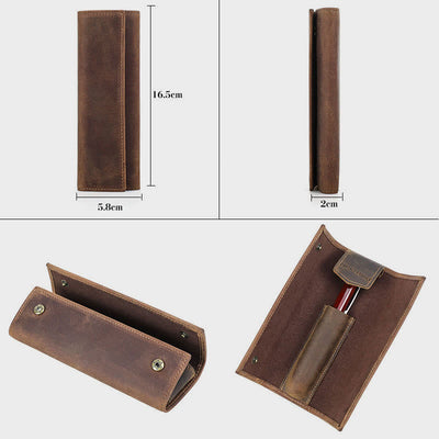 pencil case for business Vintage genuine leather simple pen case
