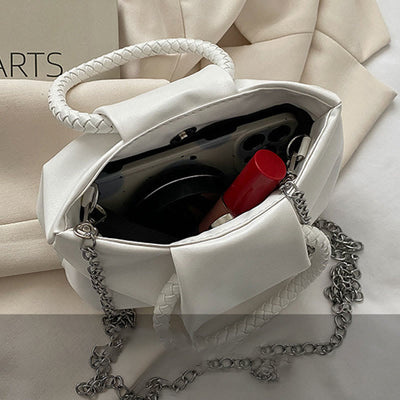 Crossbody Bag For Women Wrinkle Shape Mini Solid Color Handbag
