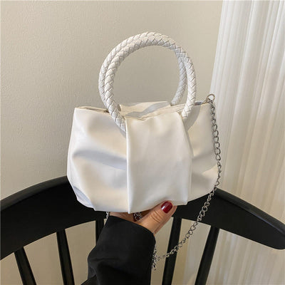 Crossbody Bag For Women Wrinkle Shape Mini Solid Color Handbag