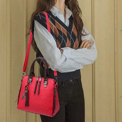 Handbags Purses for Women Vegan Leather Top-Handle Shoulder Bag with Zipper