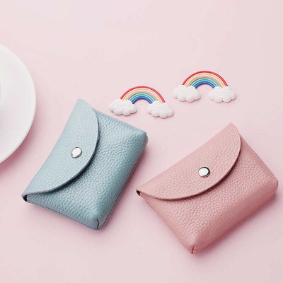 Genuine Leather Coin Purse Mini Wallet Card Holder with Zipper Pocket