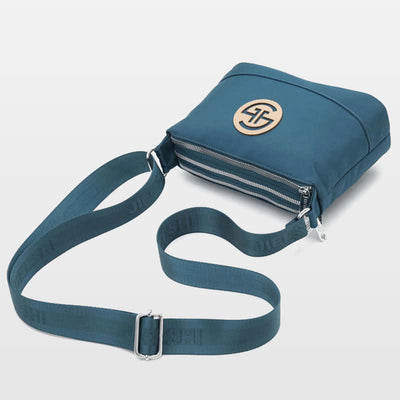 Triple Zip Small Crossbody Bag Lightweight Waterproof Nylon Handbag for Women