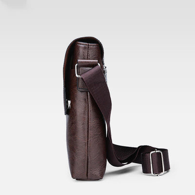 Vintage Leather Messenger Shoulder Crossbody Bag for Men Work Business