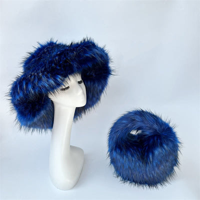 Faux Fur Soft Hat Bag Set For Women Winter Dating