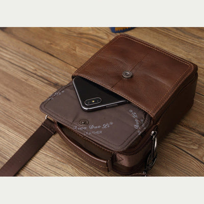Messenger Bag For Men Vintage Gentle Leather Crossbody Bag
