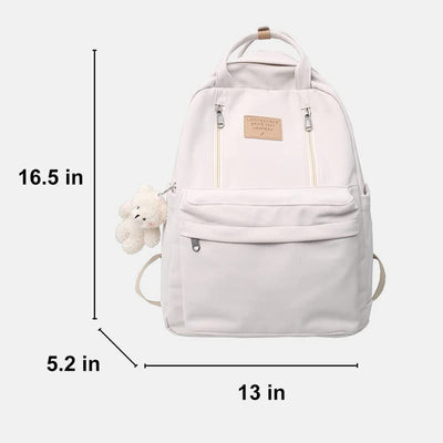 Backpack for Women Minimalist Plain Color Nylon Outdoor School Daypack