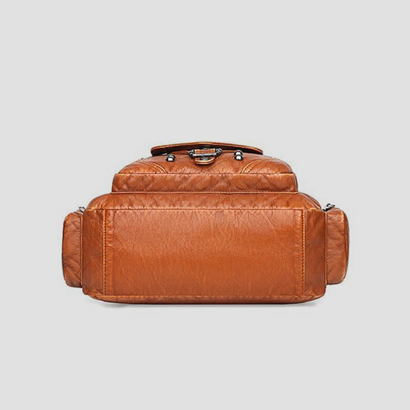 Tote Bag For Women Vintage Riveted Multi-Pocket Leather Crossbody Bag