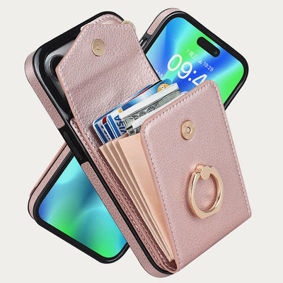 Wallet Phone Case for iPhone Casual Leather Buckle Card Holder