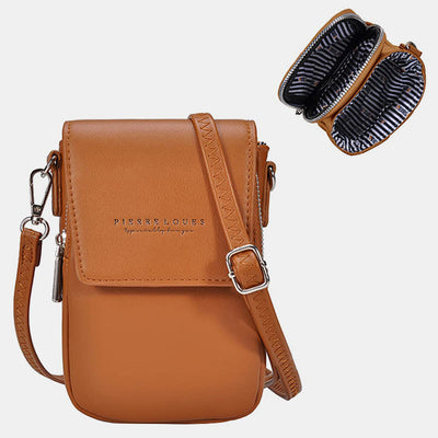Mini Phone Bag For Women Leather Double Compartment Crossbody Bag