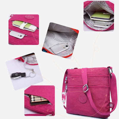 Lightweight Triple Zip Small Crossbody Bag Shoulder Bag for Women