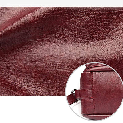 3 Way Use Backpack Multi Pocket Leather Zip Crossbody Shoulder Bag