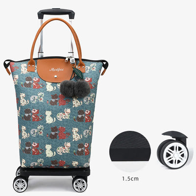 Multifunctional Portable Trolley For Women Detachable Folding Wheel Tote