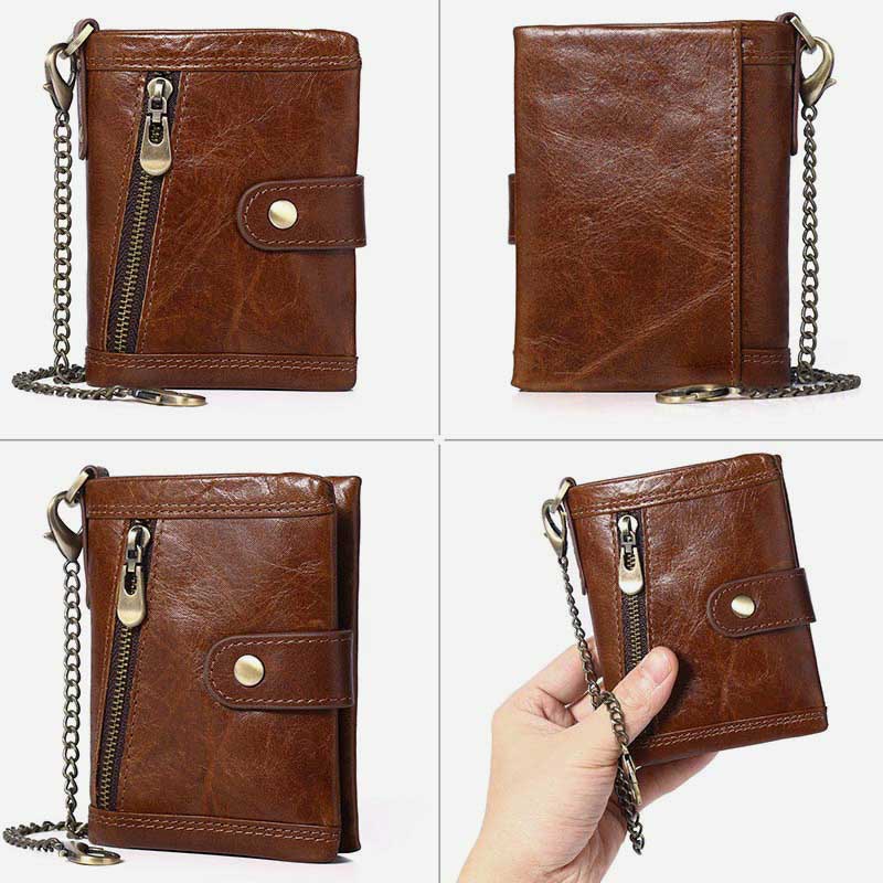 RFID Anti-theft Classic Wallet With Chain