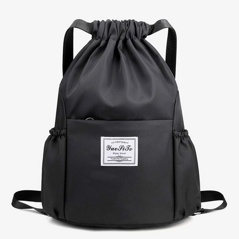 Waterproof String Bag Foldable Sports Gym Drawstring Backpack with Side Pocket