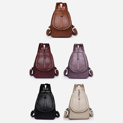 Twist Clamshell Leather Backpack Convetible Sling Bag For Women