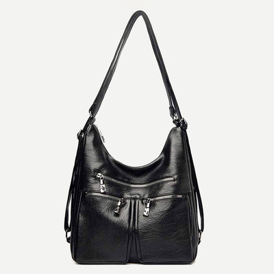 3 Way Use Backpack Multi Pocket Leather Zip Crossbody Shoulder Bag