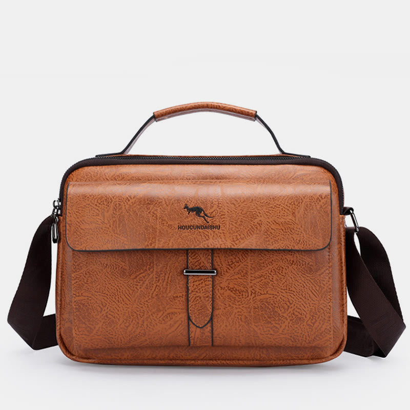 Horizontal Messenger Bag For Men Business Leather Crossbody Bag Handbag