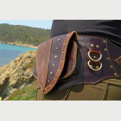 Medieval Waist Bag For Women Cosplay Leather Utility Hip Bag
