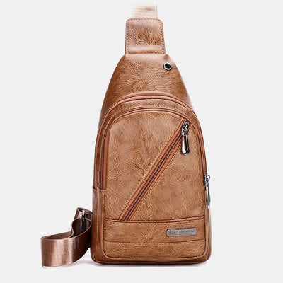 Leather Sling Bag for Men Outdoor Travel Chest Pack Daypack Backpack