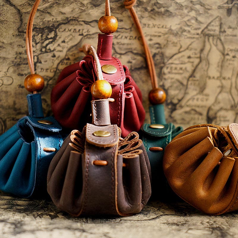 Wallet For Women Handmade Drawstring Mini Leather Students Coin Purse