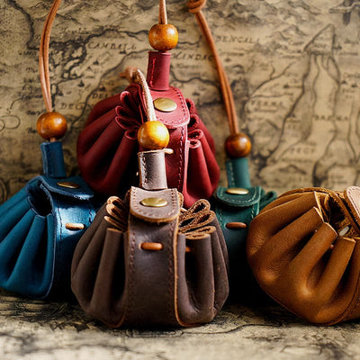 Wallet For Women Handmade Drawstring Mini Leather Students Coin Purse