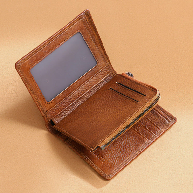 RFID Anti-Theft Leather Retro Wallet