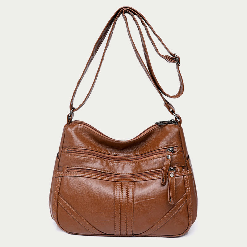 Vintage Large Capacity Shoulder Bag For Women Soft Leather Purse