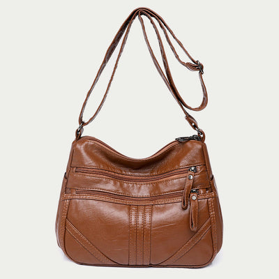 Vintage Large Capacity Shoulder Bag For Women Soft Leather Purse
