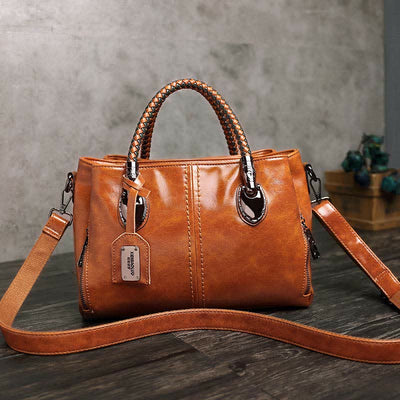 Retro Triple Compartment Woven Top Handle Satchel Handbag Crossbody Bag