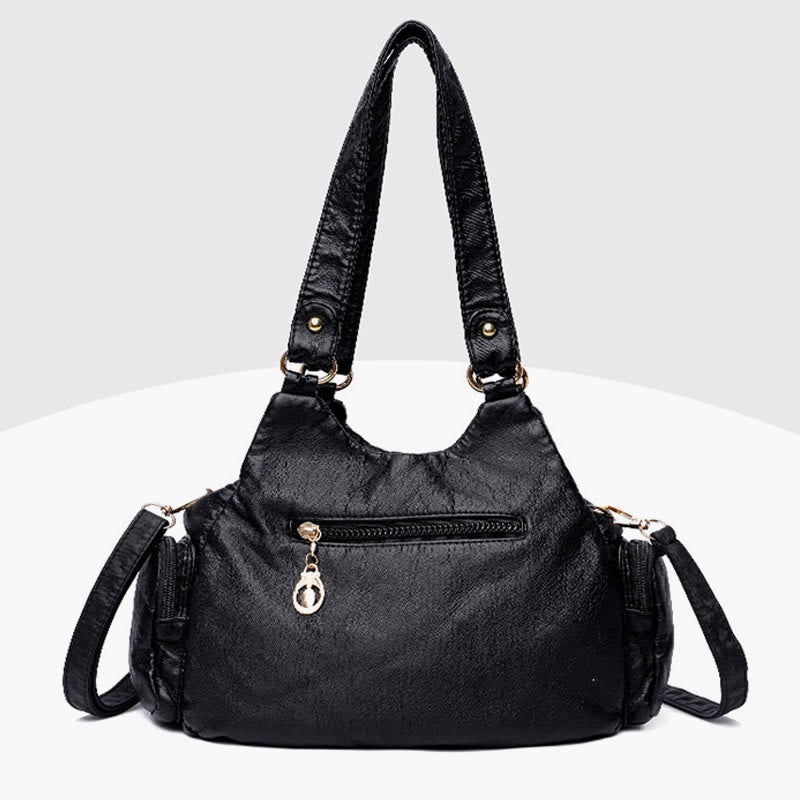 Multiple Pocket Shoulder Bag Women Colorful Large Leather Crossbody Purse