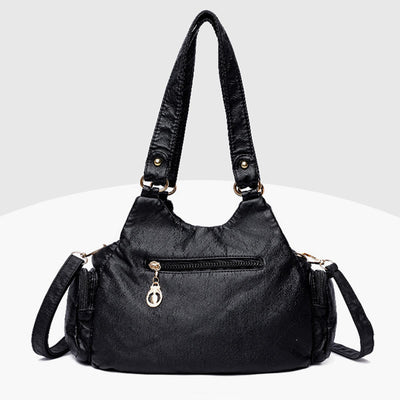 Multiple Pocket Shoulder Bag Women Colorful Large Leather Crossbody Purse
