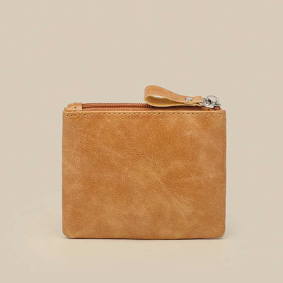 Retro Leather Coin Pouch Change Holder for Women Mini Zipper Wallet