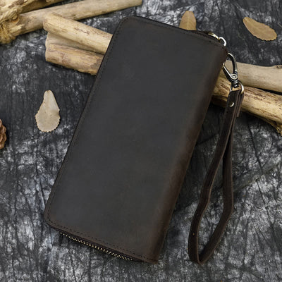 Long Wallet For Men Genuine Leather Retro Casual Clutch