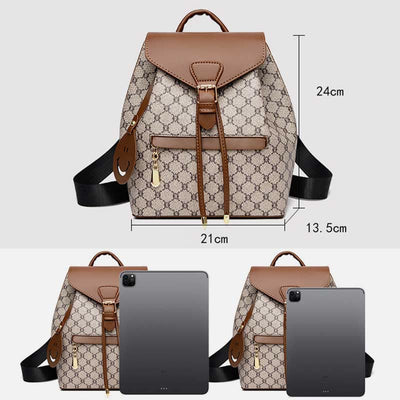 Travel Daypack For Women Soft Printed Leather Student Backpack