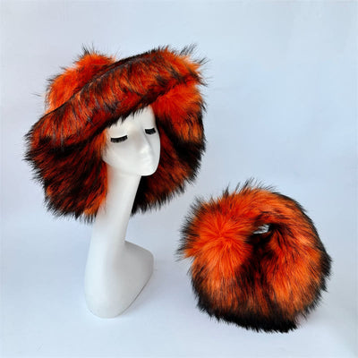 Faux Fur Soft Hat Bag Set For Women Winter Dating