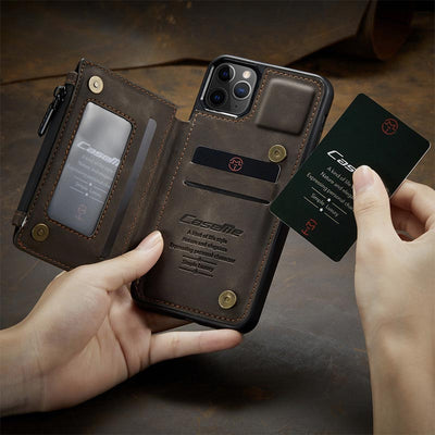 2 IN 1 Anti-theft RFID Phone Bag Wallet Smartphone Case Compatible with iPhone