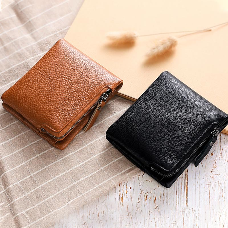 Wallet For Men Genuine Leather RFID Antimagnetic Change Coin Clip