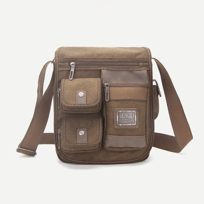 Messenger Bag For Men Vintage Thicken Canvas Large Capacity Crossbody Bag