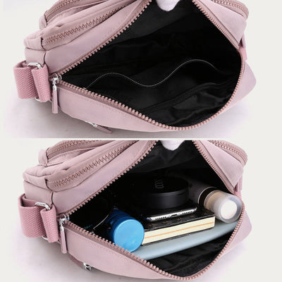 4 Zip Crossbody Bag Lightweight Nylon Purse for Women