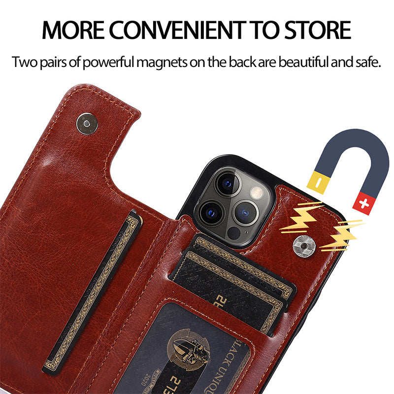 Compatible with iPhone 13 Pro Max Wallet Case Double Magnetic Clasp with Card Holder