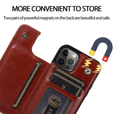 Compatible with iPhone 13 Pro Max Wallet Case Double Magnetic Clasp with Card Holder