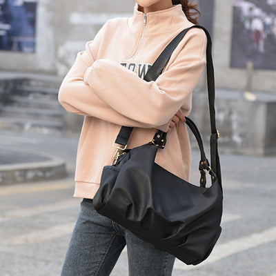 Triple Compartment Tote Handbag Large Capacity Hobo Handbag with Crossbody Strap