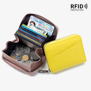 RFID Blocking Zip Around Wallet Small Card Holder Coin Purse Change Pouch