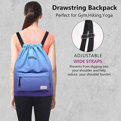 Large Capacity Waterproof Drawstring Nylon Backpack for Sport Swimming Yoga