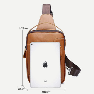 Genuine Leather Sling Bag for Men Vintage Crossbody Casual Hiking Daypack