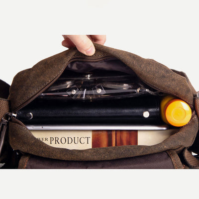 Messenger Bag For Men Vintage Thicken Canvas Large Capacity Crossbody Bag