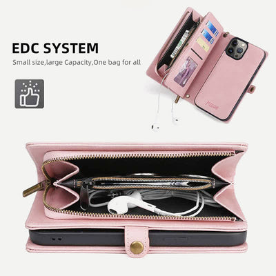 2 IN 1 Phone Bag Wallet Case for iPhone with Crossbody Strap