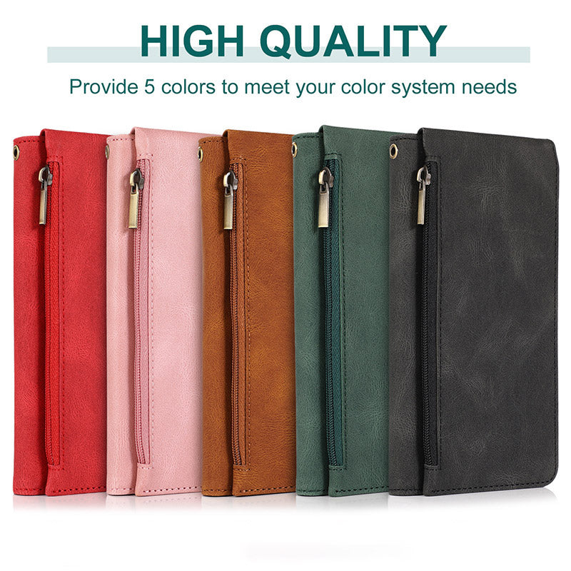 Wallet Case for iPhone Samsung Durable Flip Lanyard Strap Wristlet Zipper Card Holder