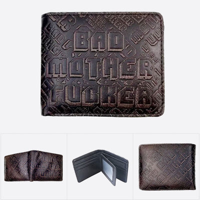 Bad Mother F**ker Print Wallet For Men Vegan Leather Purse