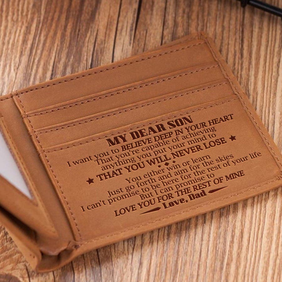 Thin Wallet For Family Laser Inscription Leather Purse Gift